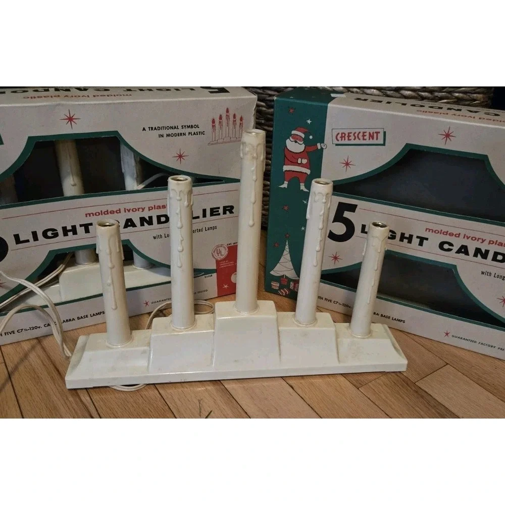 Vintage Crescent 5 Light Candelier Electric Window Candolier w/‎ Original Box...